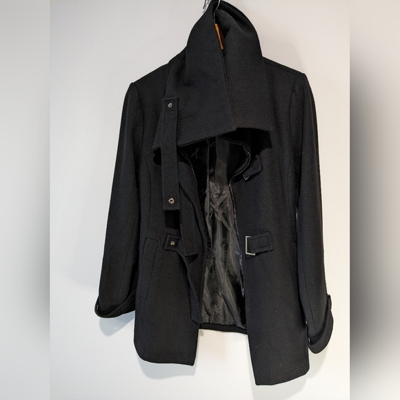 Groggy Black Wool Blend Chic Jacket with Silky Lining & Front Pockets - Picture 7 of 12